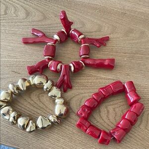 Zara Red and Gold Bracelet Set